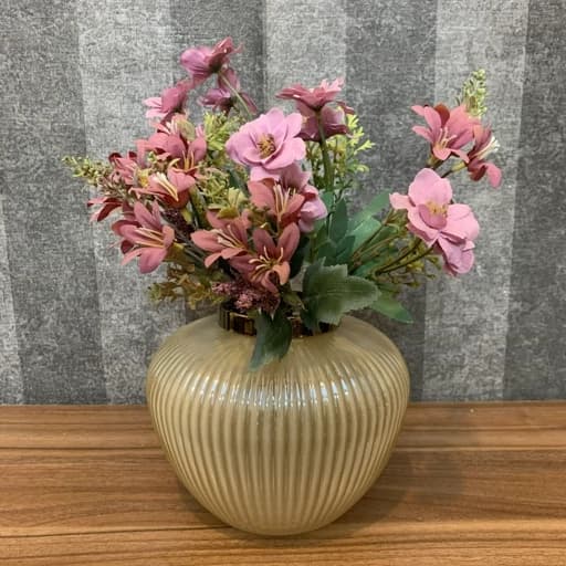 گلدان شیشه ای رومیزی کرم مدل ژاکلین — تصویر ۲