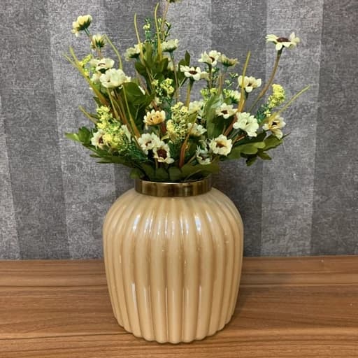 گلدان شیشه ای رنگی کرم مدل لاوین — تصویر ۲
