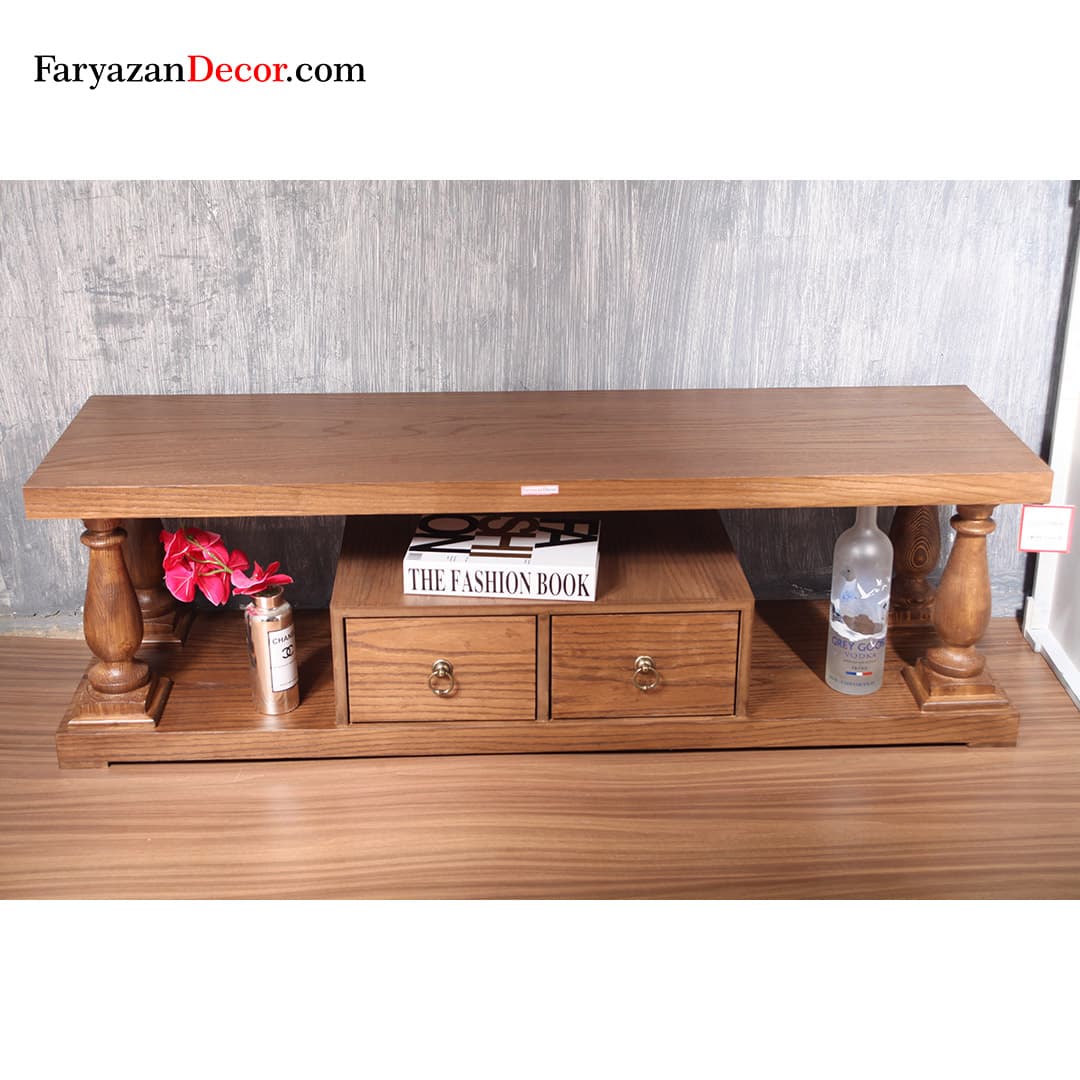 میز تی وی انگلیسی فریازان دکور چوب روکش چوب بلوط