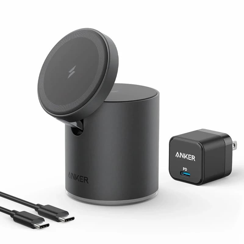 شارژر بی‌سیم 7.5 وات انکر مدل B2568 به همراه شارژر دیواری 20 وات انکر و کابل USB-C به USB-C