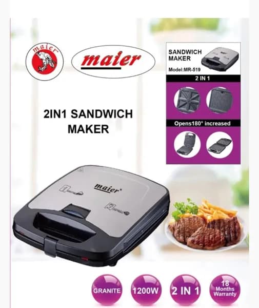 ساندویچ ساز 2 کاره مایر MR-519 | خرید Maier Sandwich Maker 2-in-1