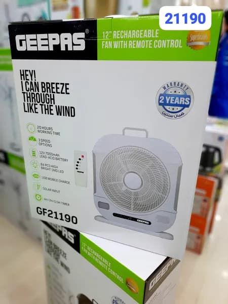 پنکه شارژی جیپاس GF21190 | خرید Geepas Rechargeable Fan — تصویر ۳