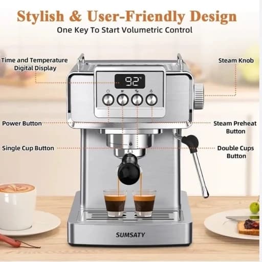 اسپرسو ساز جی پاس استیل مدل GCM41520 | Geepas Espresso Maker — تصویر ۹