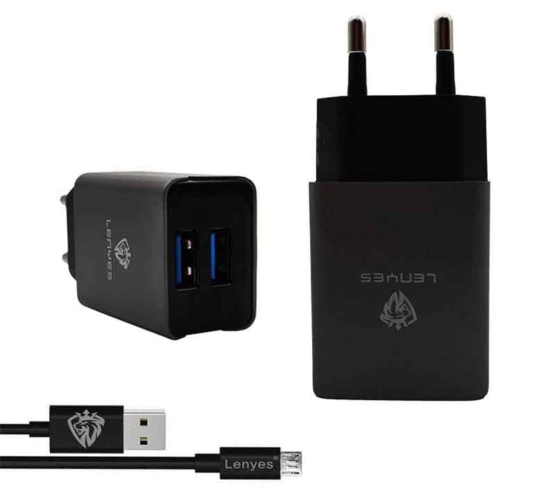 شارژر دیواری لنیز مدل LCH086 به همراه کابل تبدیل MicroUSB — تصویر ۹