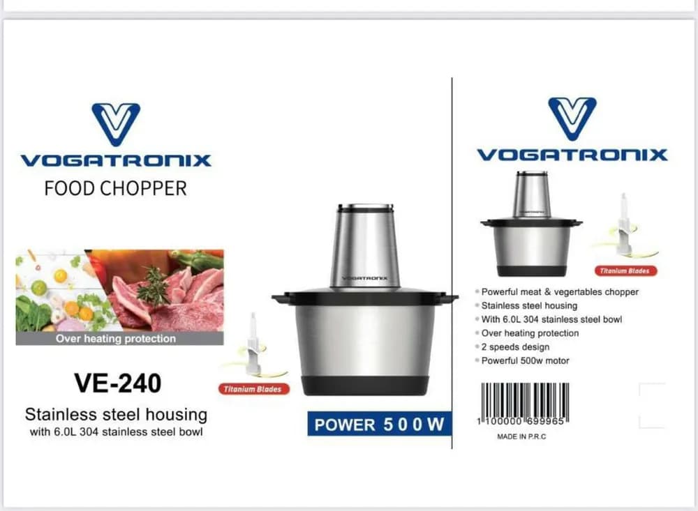 خردکن وگاتی ۶ لیتری مدل VE-240 | موتور ۵۰۰ وات و تیغه تیتانیوم — تصویر ۳