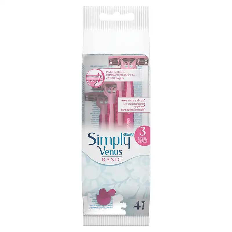 تیغ اصلاح ژیلت Venus Simply3 ونوس صورتی