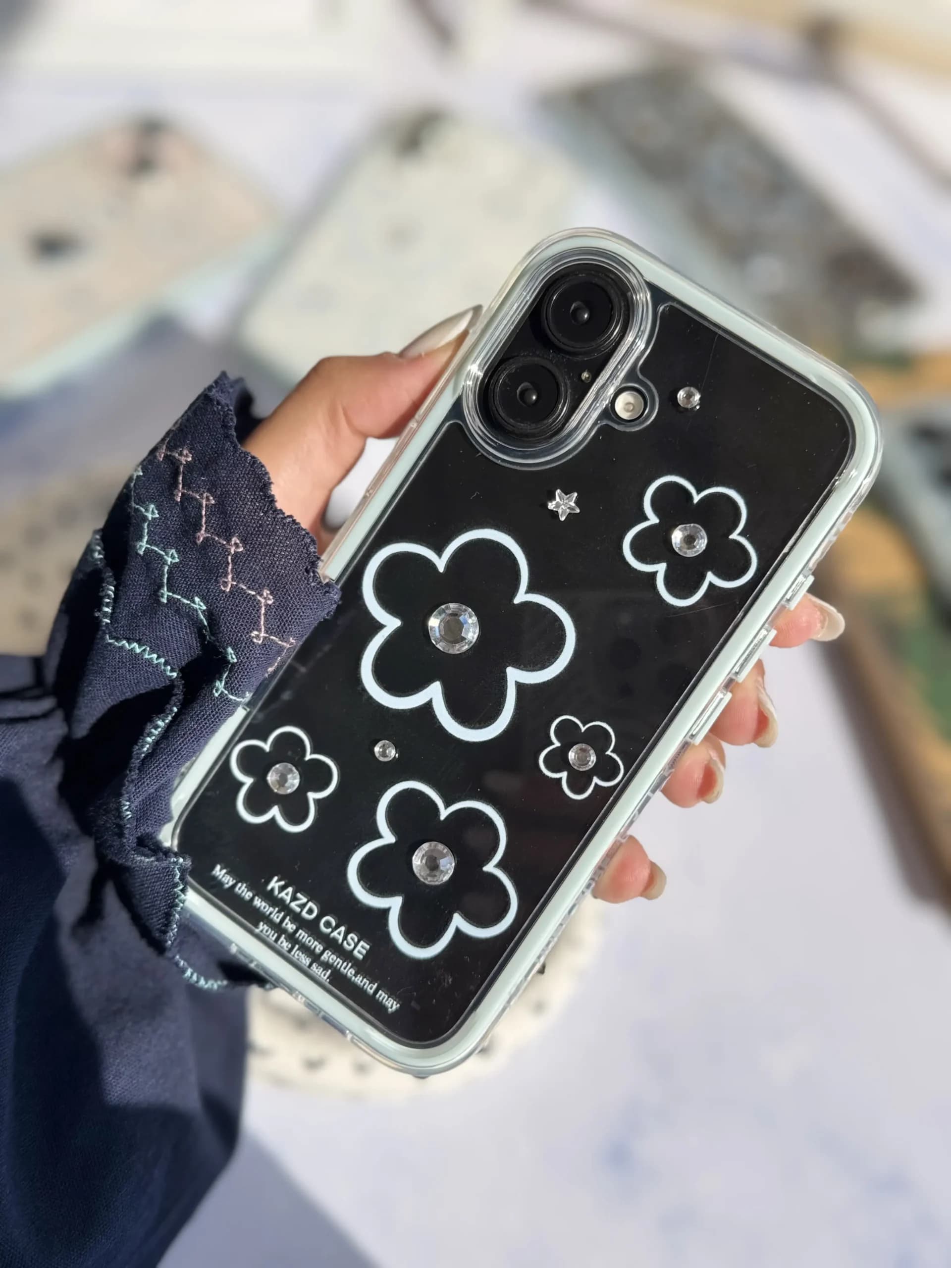قاب گل آبی نگین دار(کدC2084) — تصویر ۸