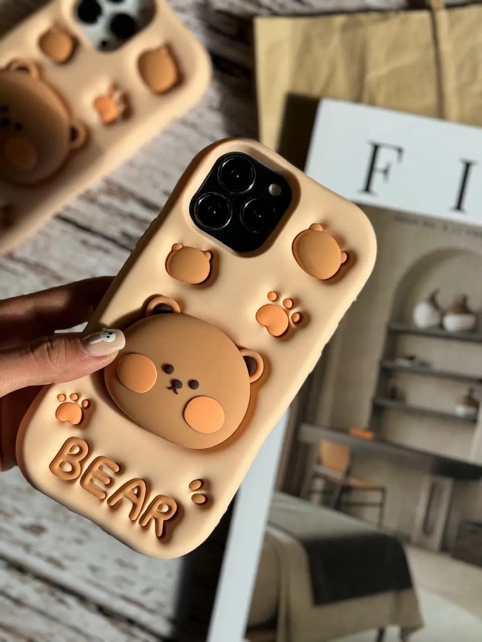 قاب Bear سیلیکونی استند شو آیفون ، سامسونگ ، شیائومی (کدC1519) — تصویر ۱۱