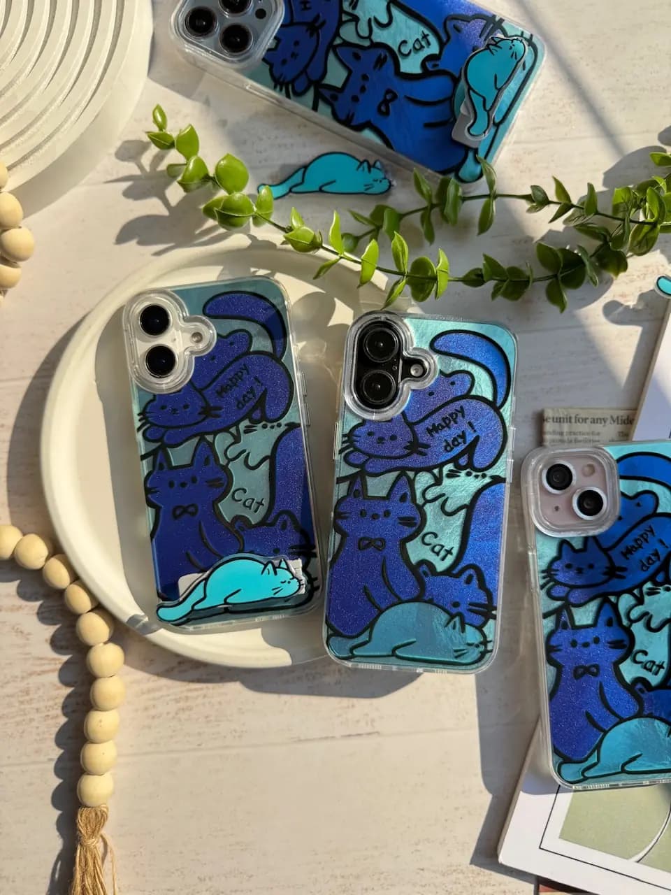 قاب Happy Blue Cat بدون‌ استند (کدC1895) — تصویر ۶