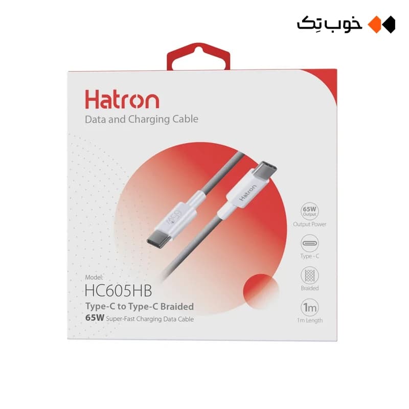 کابل شارژ دوسر Type C هترون مدل HC605HB — تصویر ۸
