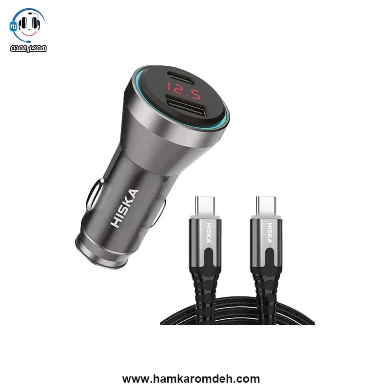 شارژر فندکی HCC-319 هیسکا (HISKA) همراه کابل USB-C — تصویر ۳
