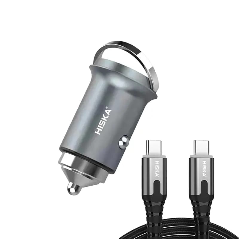 شارژر فندکی HCC-306 هیسکا (HISKA) به همراه کابل USB-C — تصویر ۲