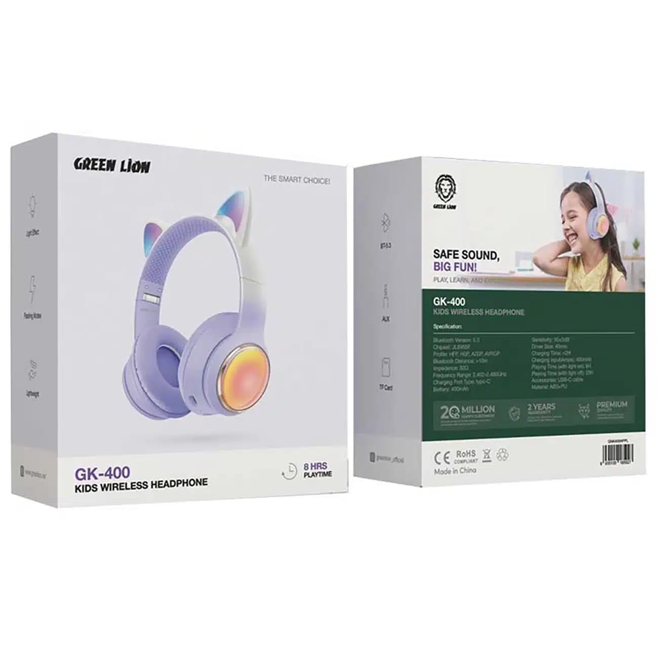 هدفون بلوتوثی کودکانه گرین لاین Green Lion مدل GL-400 فانتزی — تصویر ۸