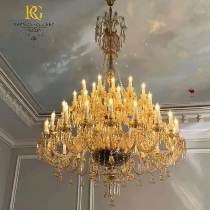 لوستر باکارات طبقاتی طلایی اشرافی (65 شاخه)