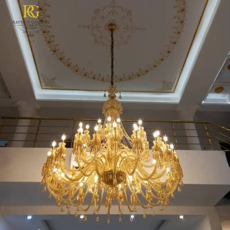 لوستر باکارات اشرافی طلایی (65 شاخه) — تصویر ۳