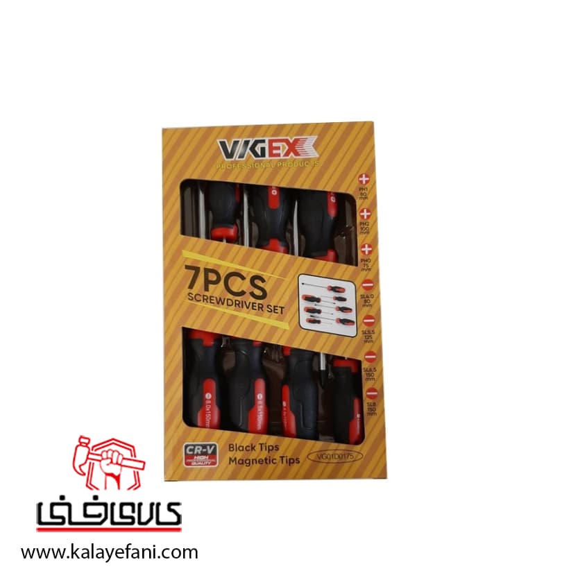 ست پیچ گوشتی دوسو و چهارسو ویجکس 7عددی مدل VG01DO175 — تصویر ۵