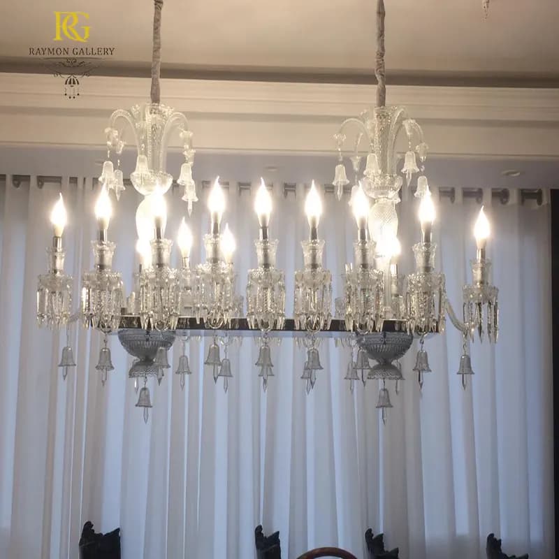 لوستر باکارات خطی سفید فرم مستطیلی(16 شاخه)