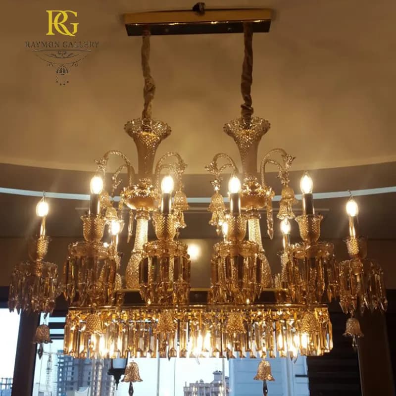 لوستر باکارات خطی کلاسیک سبک طلایی(10 شاخه)