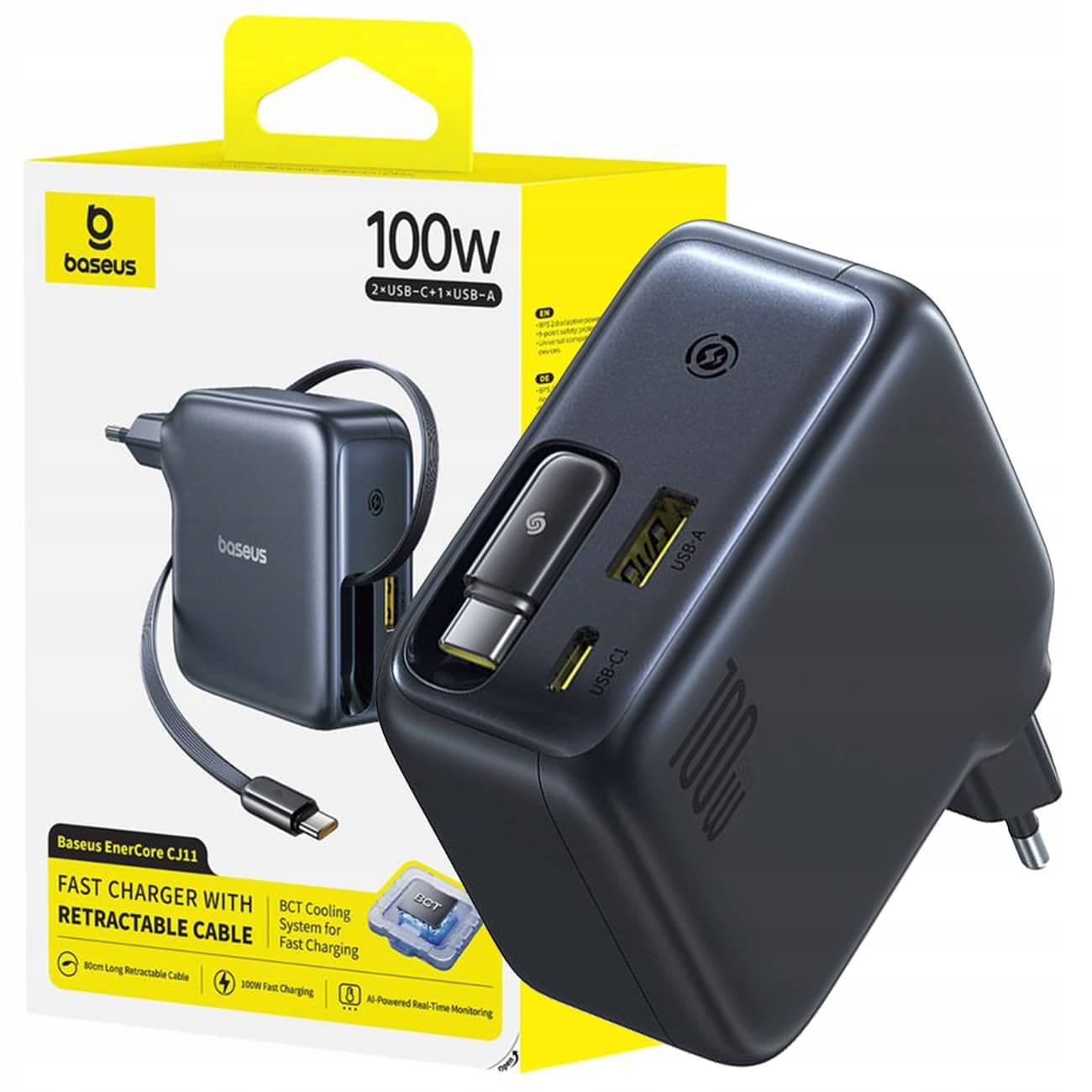 شارژر دیواری 100 وات باسئوس Baseus مدل CJ11 E0120M‎ سه پورت — تصویر ۷