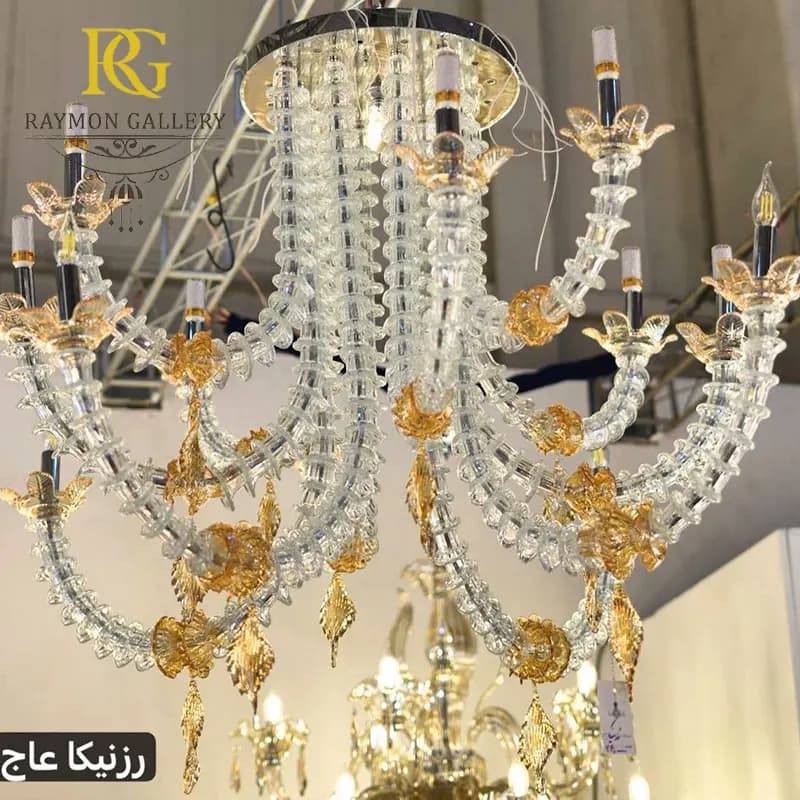 لوستر کریستالی مدرن شفاف سبک مورانو — تصویر ۲