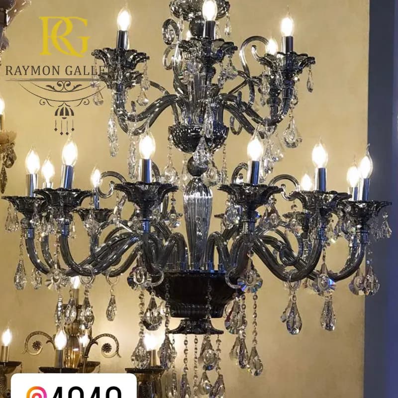 لوستر مورانو مشکی کد 4040 (18 شاخه) — تصویر ۲