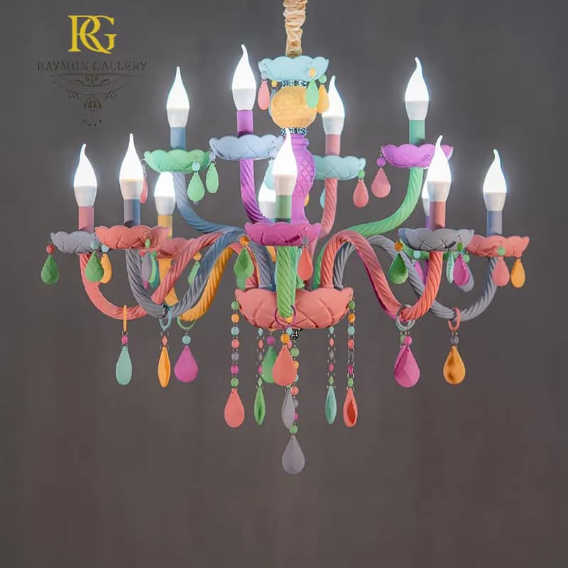 لوستر باکارات فانتزی بلوری رنگی(12 شاخه)