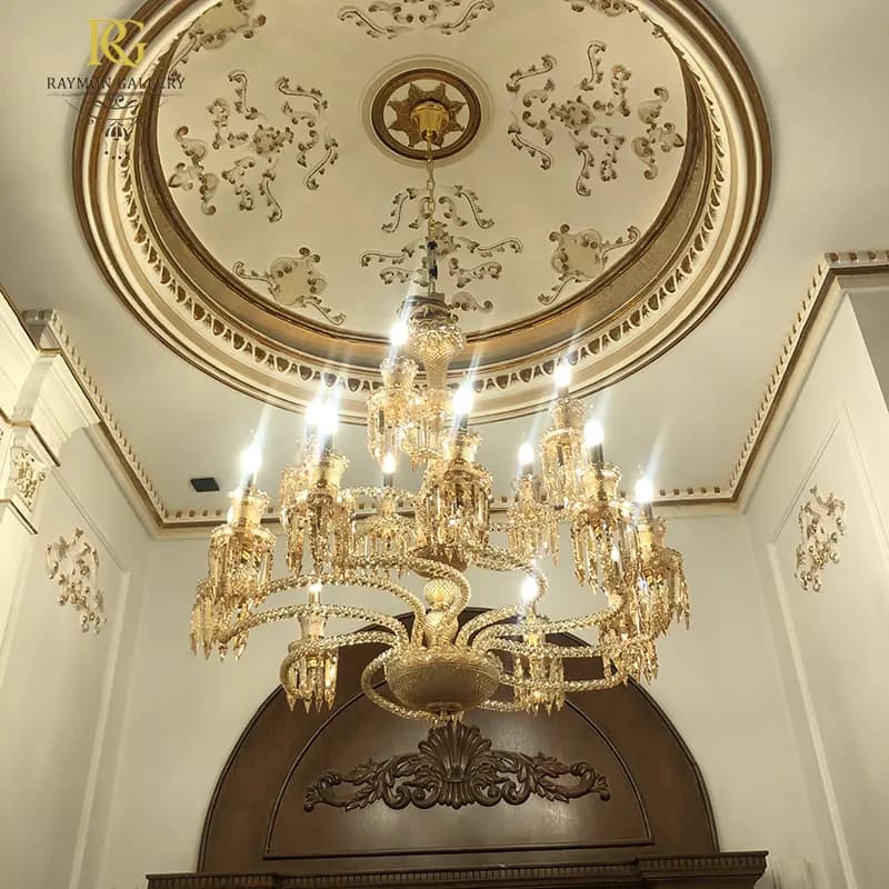 لوستر باکارات ماری کریستال طلایی(12 شاخه) — تصویر ۳
