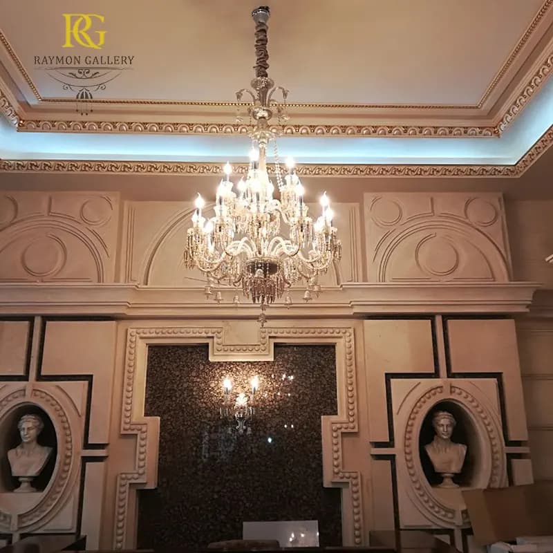 لوستر باکارات رنگ عسلی کریستالی (15 شاخه)