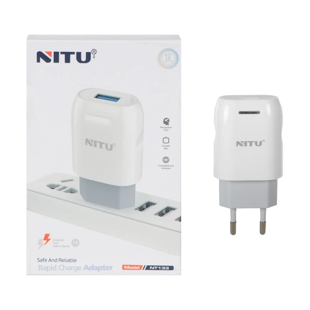شارژر دیواری فست تک پورت Nitu مدل NT133 – سفید (گارانتی 12 ماه تعویض نیکان همراه)