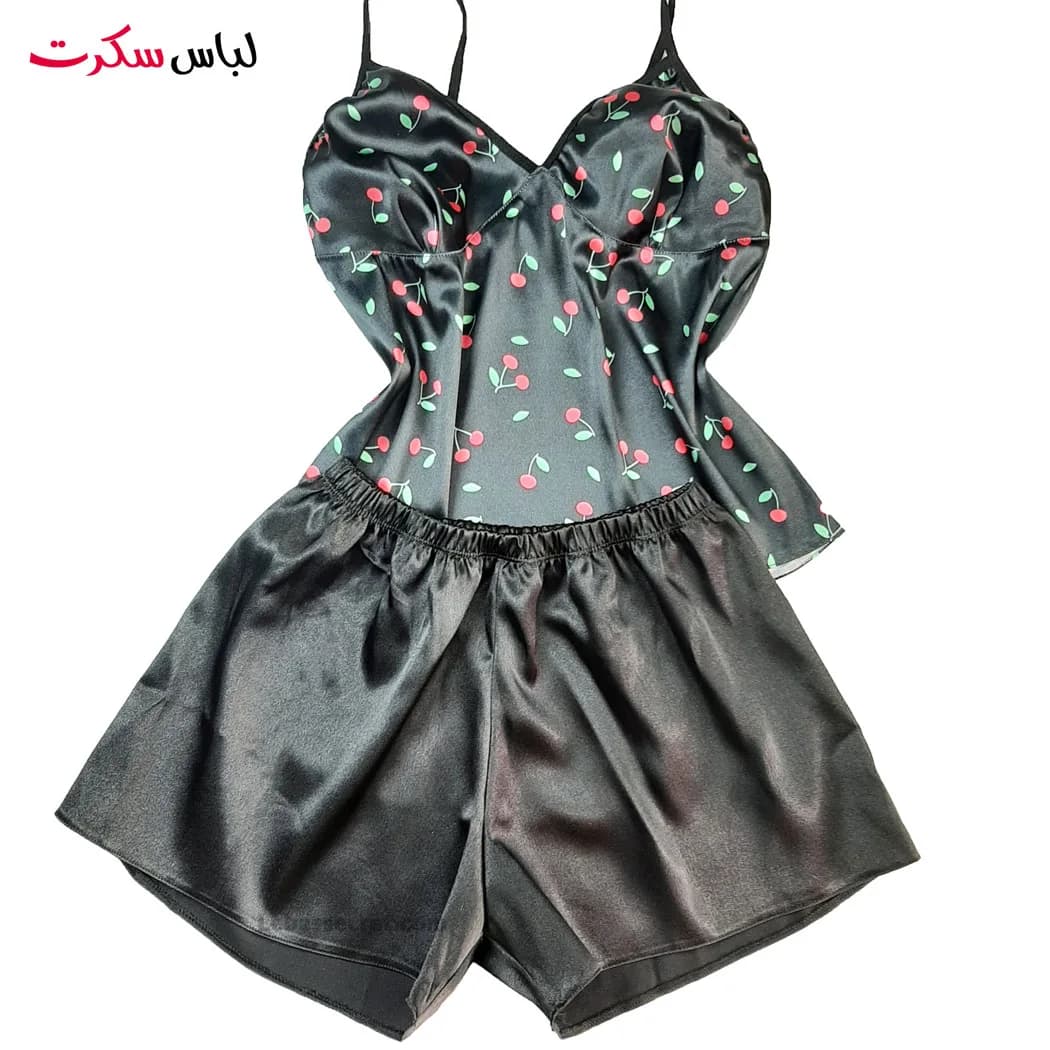 ست تاپ و شلوارک و اسکرانچی ساتن ابریشم lebassecret1143