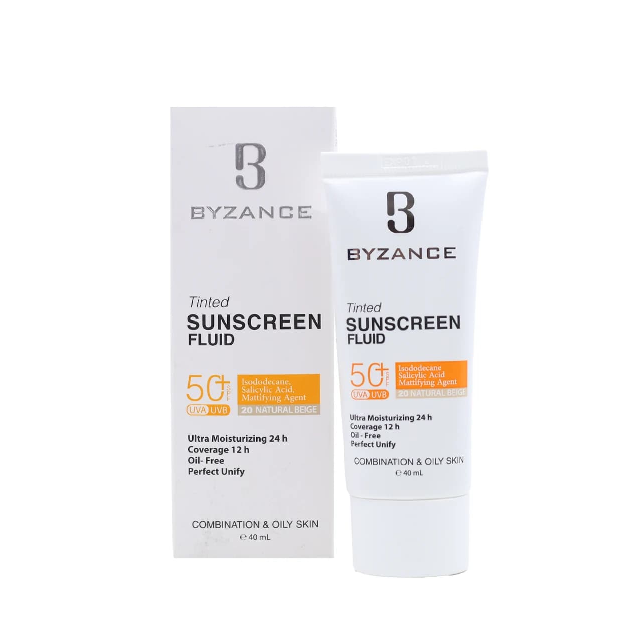 فلوئید ضد آفتاب رنگی SPF 50 پوست چرب بیزانس 40 میلی لیتر