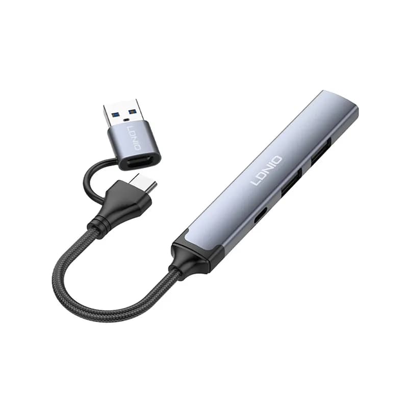 هاب چهار پورت USB و تایپ سی الدینیو مدل LDNIO DS-64C