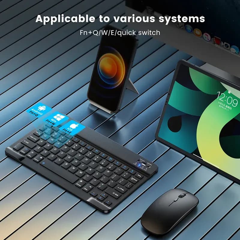 مینی کیبورد و ماوس بلوتوث شارژی جکنگ مدل Jeqang JW-350 – مشکی — تصویر ۵