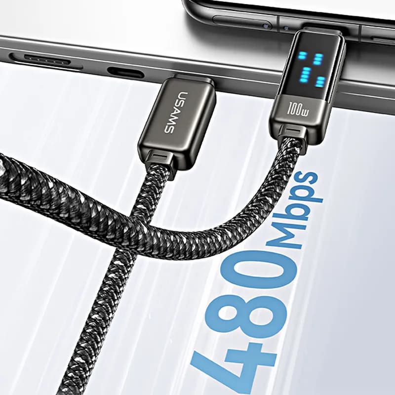 کابل Type-C به Type-C فست شارژ 100W یوسمز مدل SJ744 – تیتانیوم — تصویر ۹