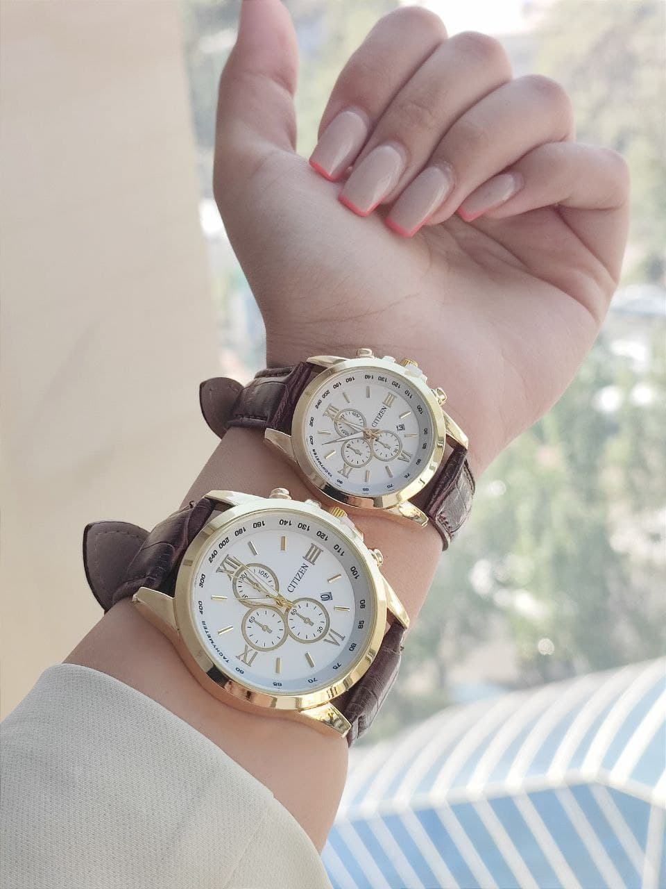 ست ساعت زنانه و مردانه چرمی سیتیزن کیفیت عالی تک موتور کد 2117470