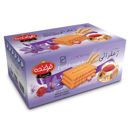 بیسکویت زعفرانی فرخنده وزن 850 گرم