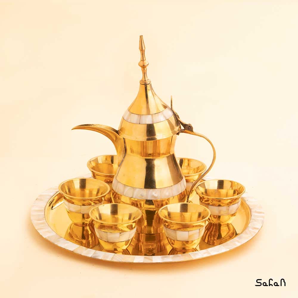ست قهوه خوری برنج و صدف هشت پارچه سایز 1
