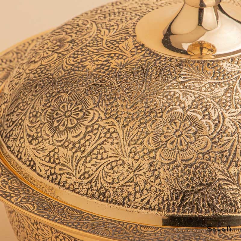 شکلات خوری برنجی آنتیک مدل یاسمن — تصویر ۶