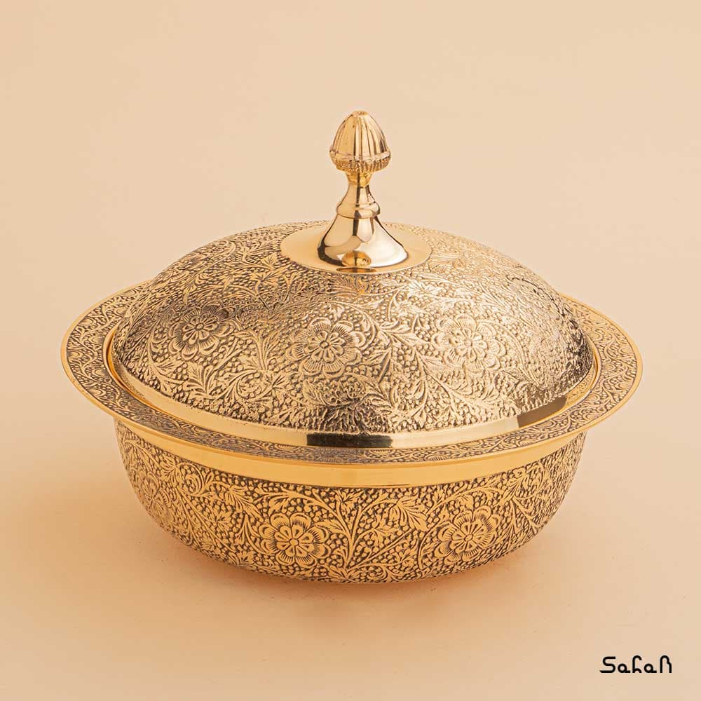 شکلات خوری برنجی آنتیک مدل یاسمن — تصویر ۷