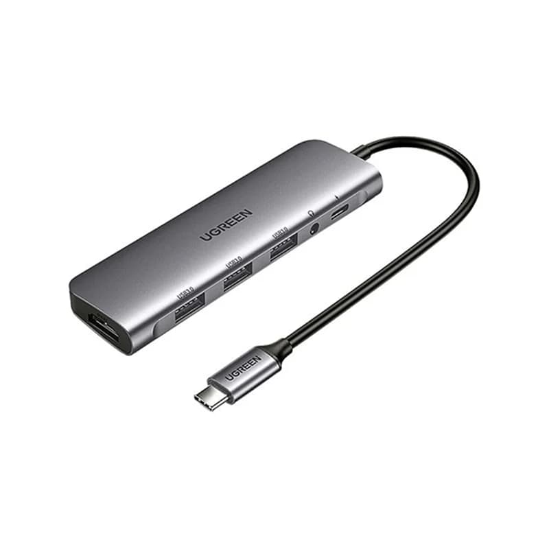 هاب 6 پورت Type-C یوگرین مدل 80132-CM136 با 3 پورت USB 3.0 و پورت AUX و HDMI و Type-C با قابلیت PD