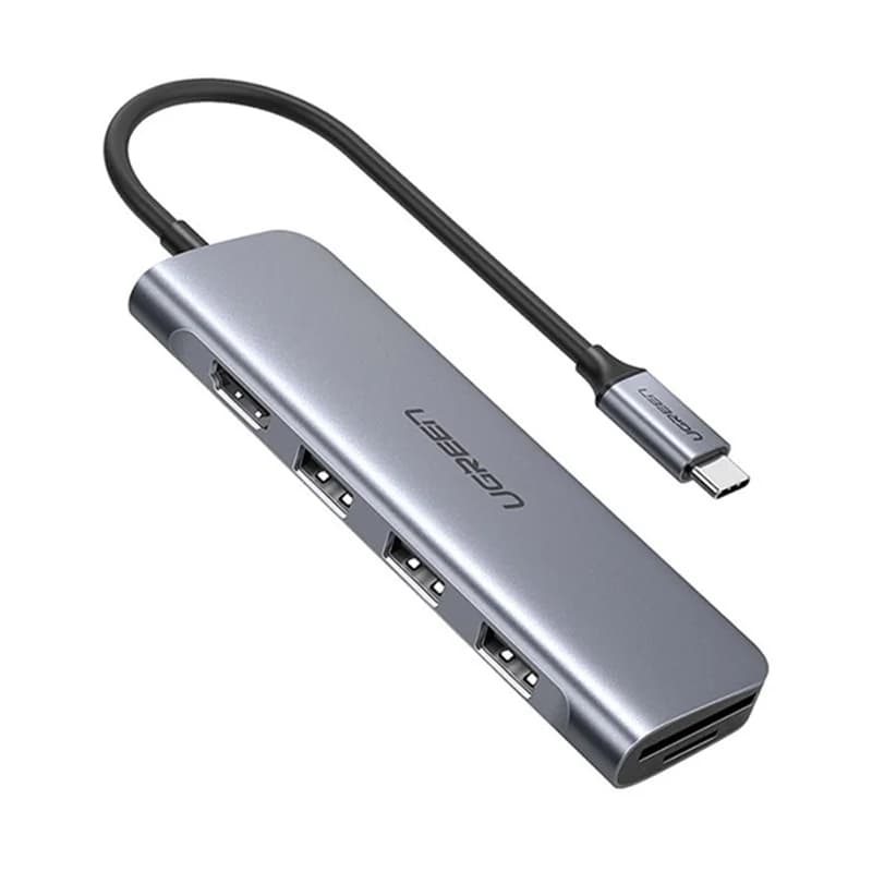هاب 6 پورت Type-C یوگرین مدل 70410-CM195 با 3 پورت USB 3.0 و پورت HDMI و درگاه کارت حافظه