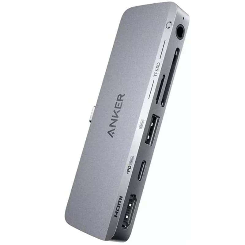 هاب تایپ سی 6 پورت آیپد انکر A8363HA1 با پورت Type-C و USB 3.0 و AUX و HDMI و کارت حافظه — تصویر ۳