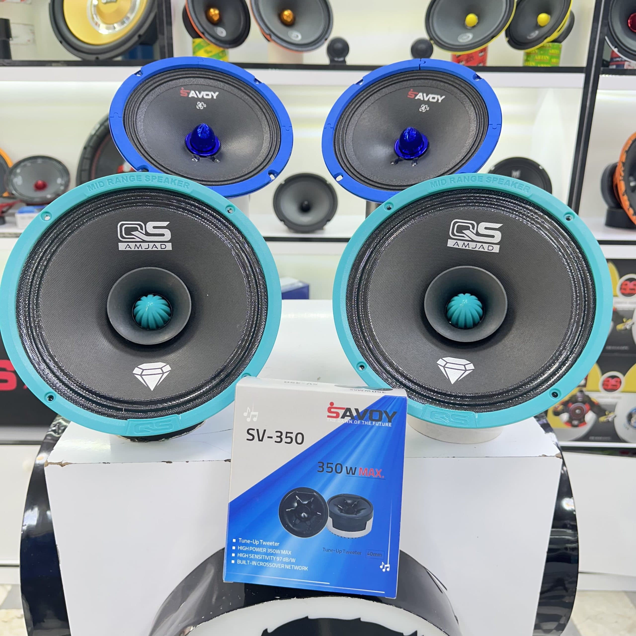 پک سیستم صوتی + هدیه تیوتر ساووی مدل sv-350 بسته دو عددی + میدرنج qs دو عدد سایز 8 بسته دو عددی + + میدرنج ساووی مدل sv-66 بسته دو عددی