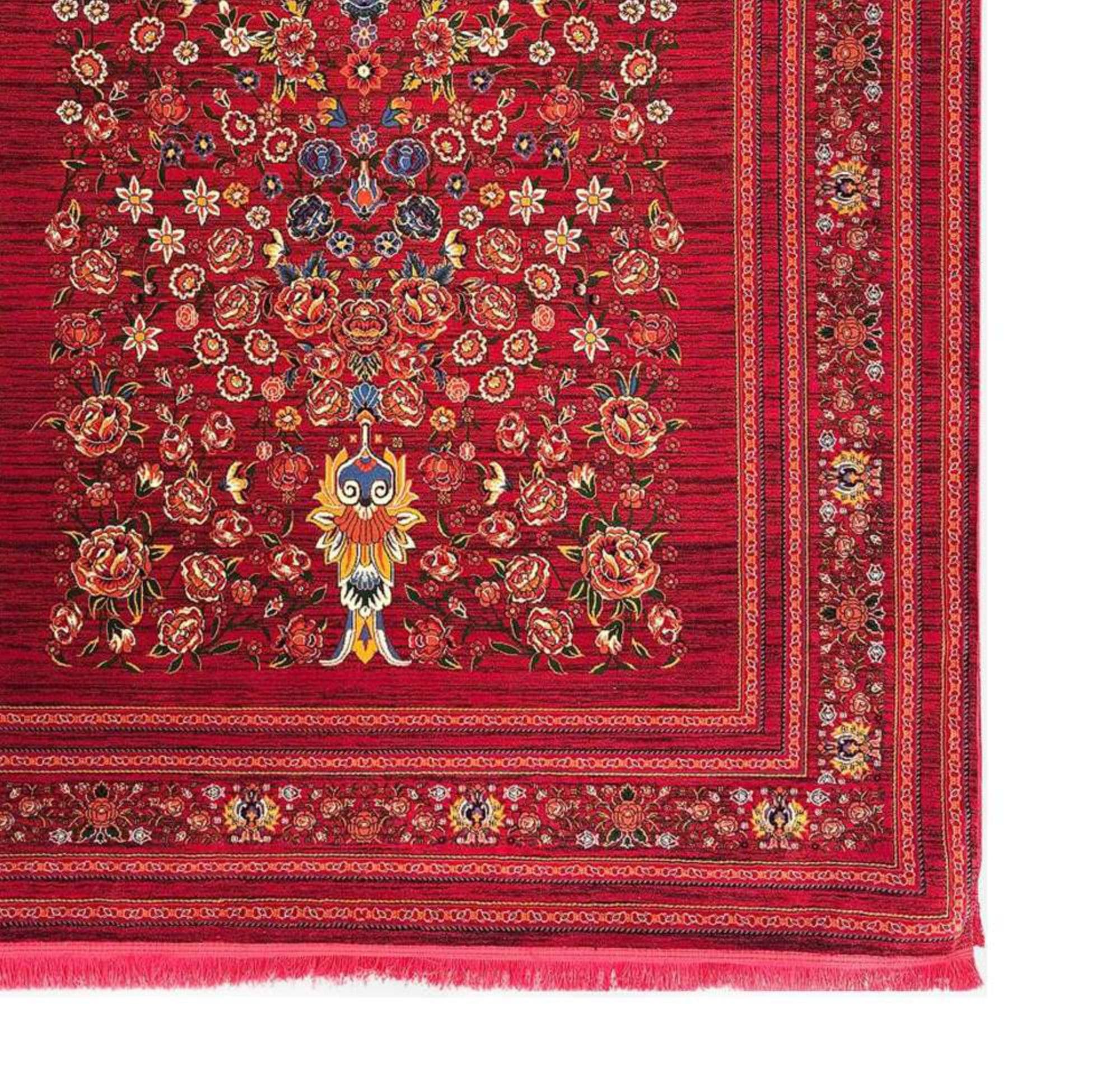 فرش ماشینی آریاس زمینه لاکی کد M06418 — تصویر ۴