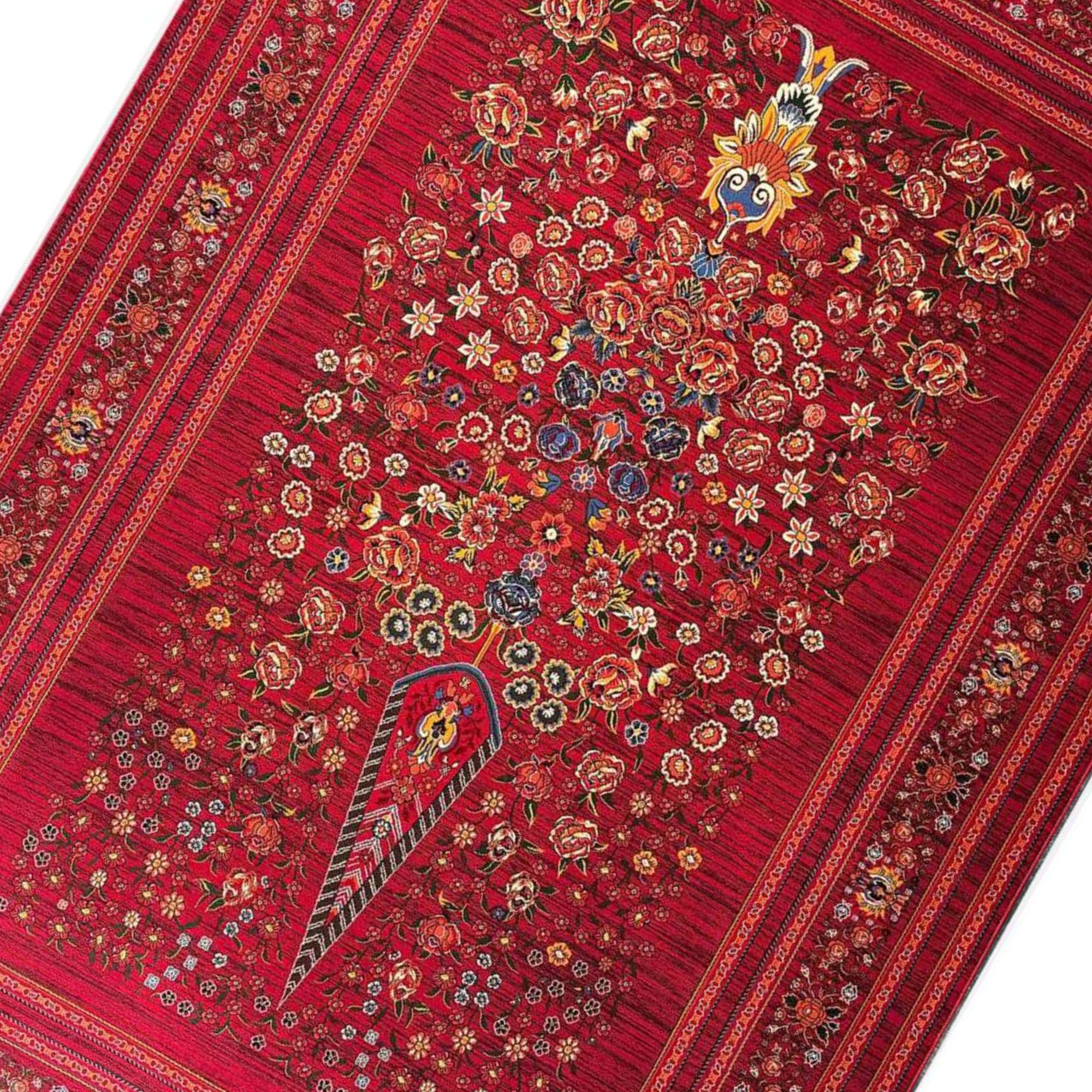 فرش ماشینی آریاس زمینه لاکی کد M06418 — تصویر ۳