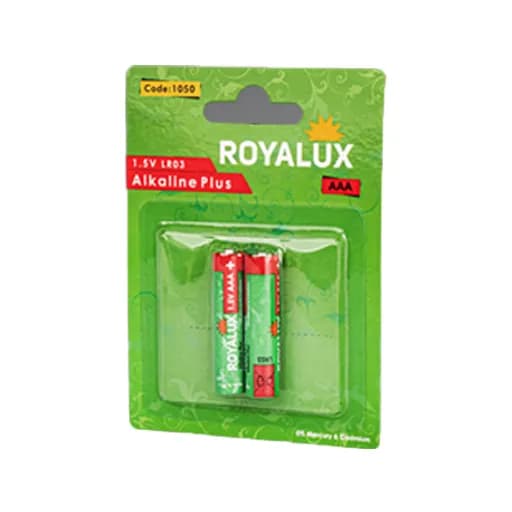 باتری رویالوکس نیم قلمی Plus Alkaline بسته 2 عددی پارس شعاع توس