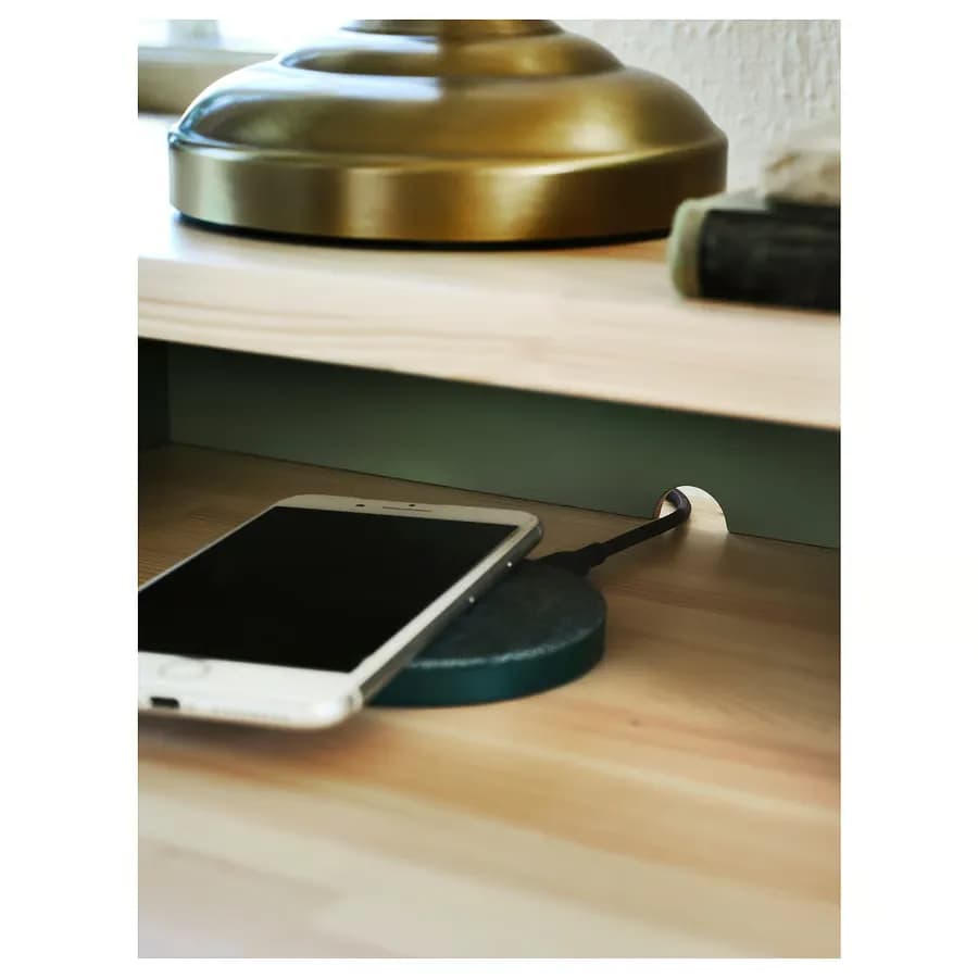 میز کنار تخت خاکستری-سبز/کاج ایکیا مدل OLDERDALEN — تصویر ۱۱