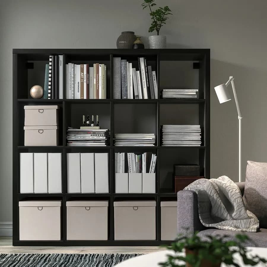 کتابخانه مشکی/قهوه ای سایز ۱۴۷x۱۴۷ ایکیا مدل KALLAX — تصویر ۱۲