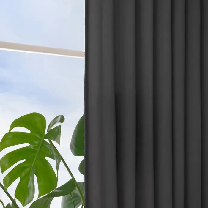 یک جفت پرده خاکستری تیره همراه با حلقه سایز ۱۴۵x۳۰۰ ایکیا مدل GINSTMOTT — تصویر ۹