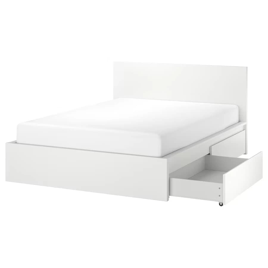 قاب تخت بلند همراه جعبه ذخیره سازی سفید سایز 160×200 سانتی متر ایکیا مدل MALM — تصویر ۱۰
